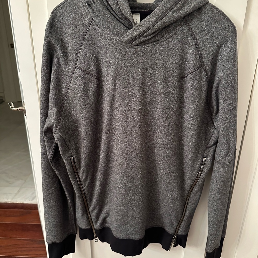 Lululemon heather gray and black hoodie with side zippers